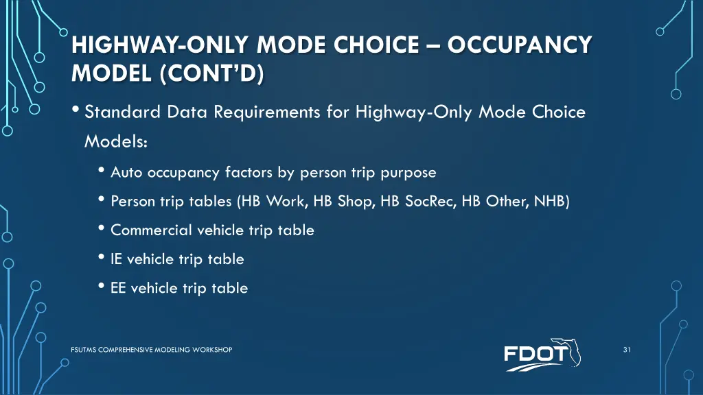 highway only mode choice occupancy model cont