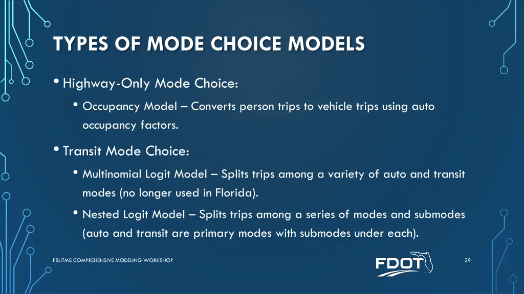 types of mode choice models