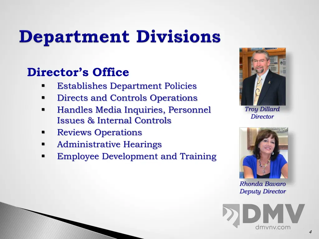 director s office establishes department policies