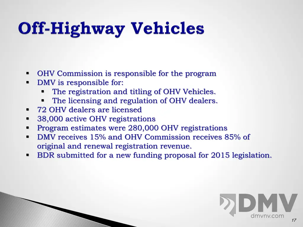 ohv commission is responsible for the program