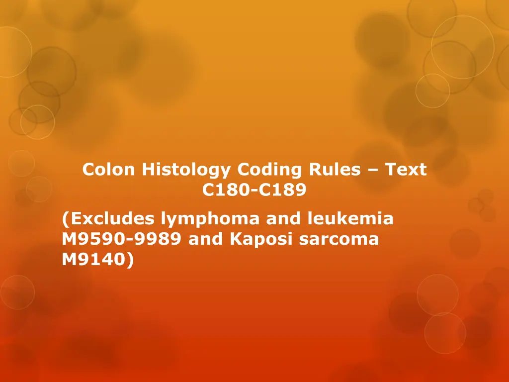 colon histology coding rules text c180 c189