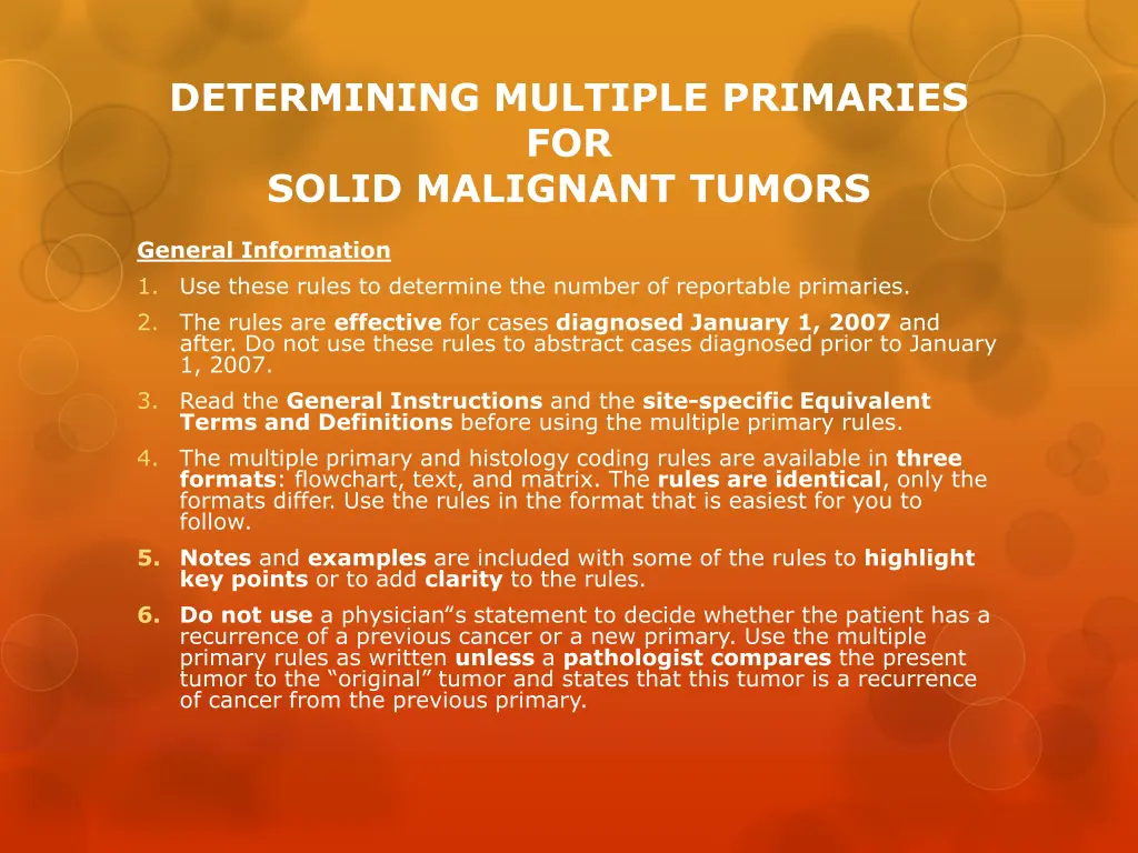 determining multiple primaries for solid