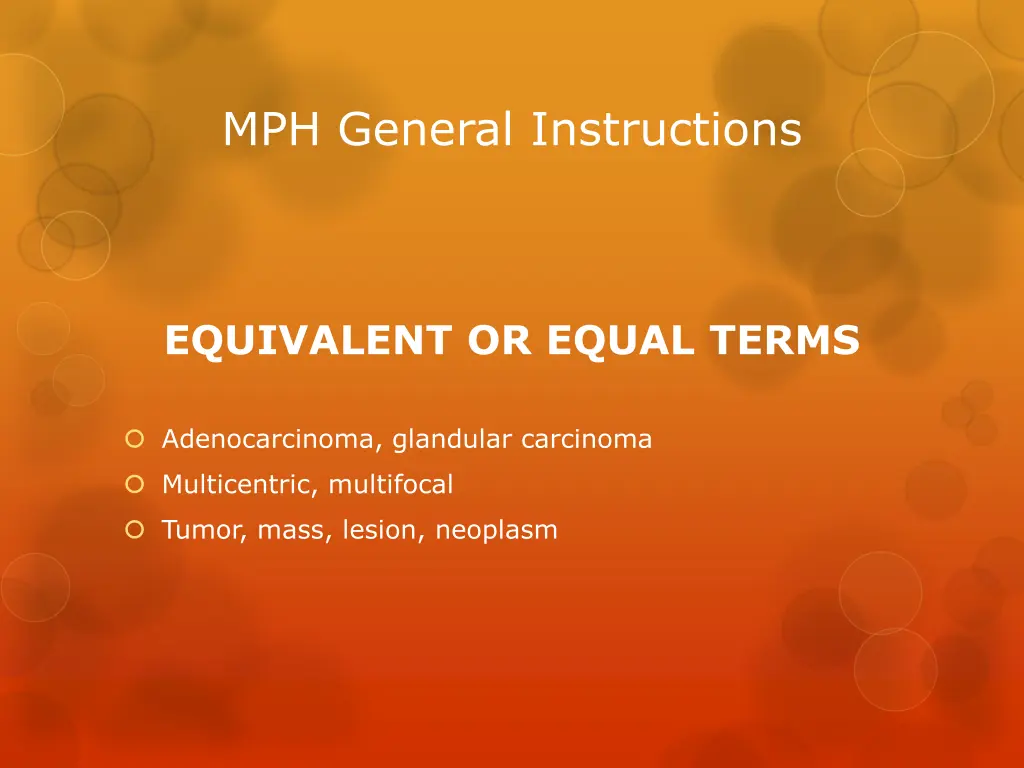 mph general instructions