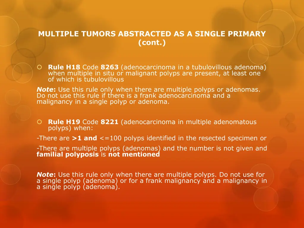 multiple tumors abstracted as a single primary 2