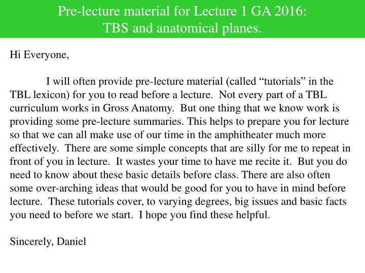 pre lecture material for lecture 1 ga 2016