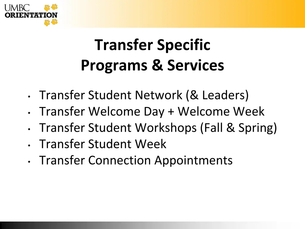 transfer specific programs services