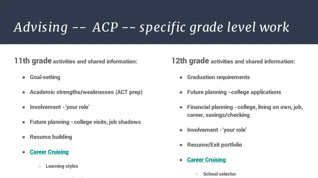 advising acp specific grade level work 1