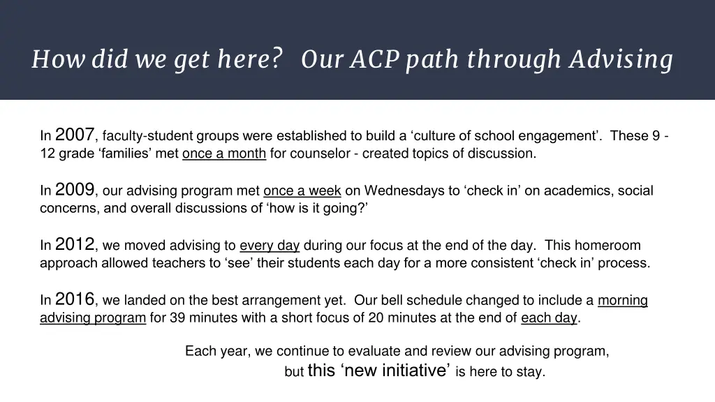 how did we get here our acp path through advising