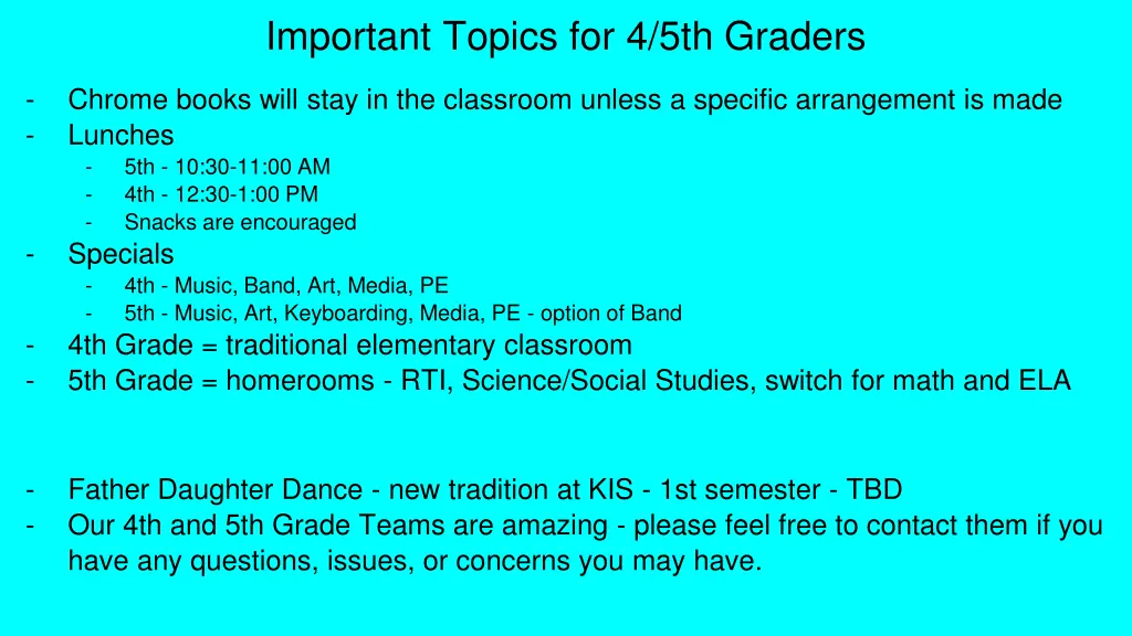 important topics for 4 5th graders