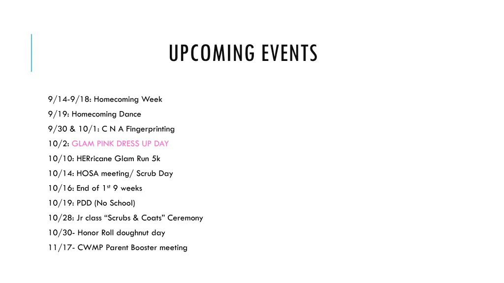 upcoming events