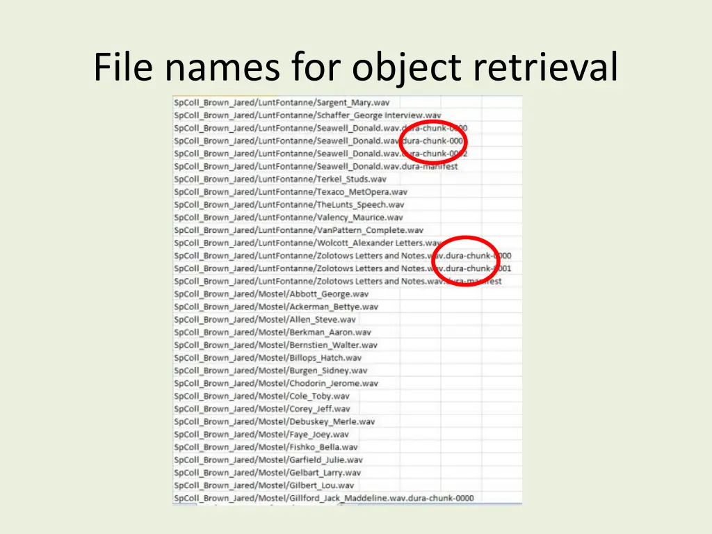 file names for object retrieval