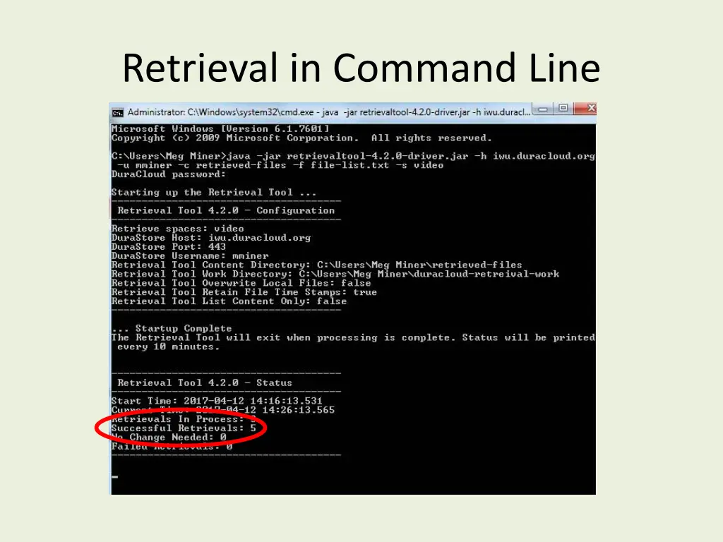 retrieval in command line