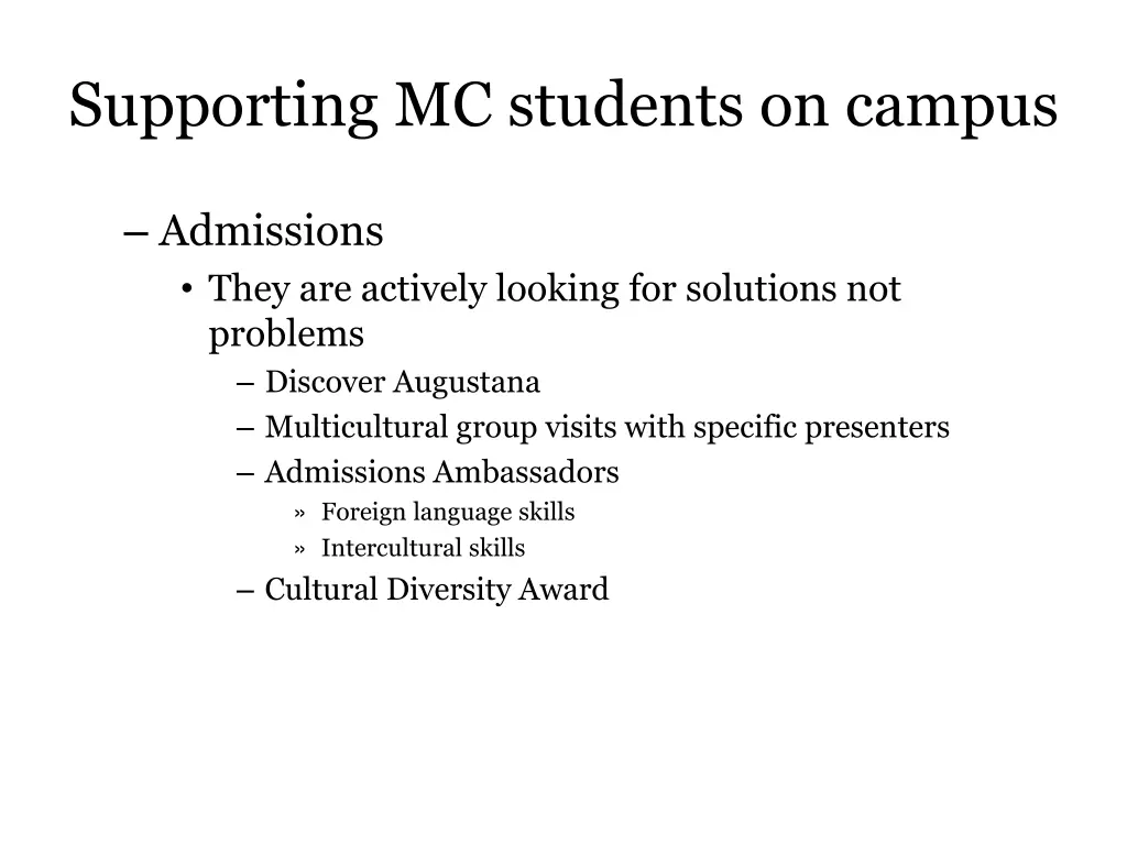 supporting mc students on campus