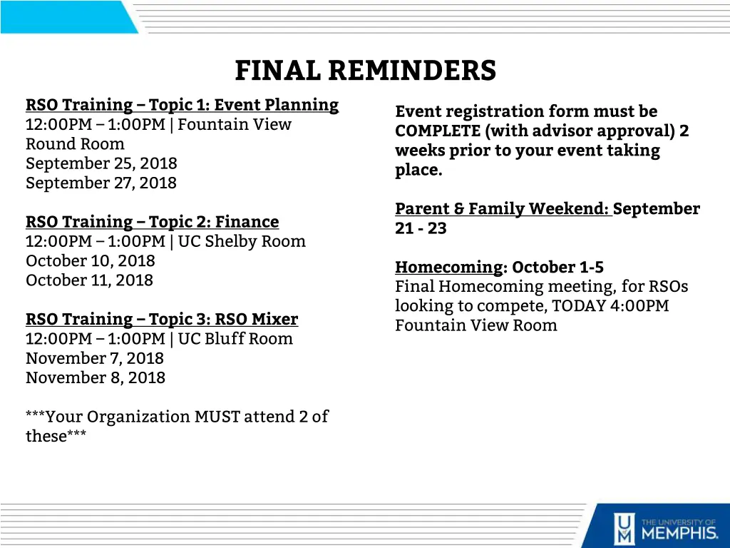 final reminders