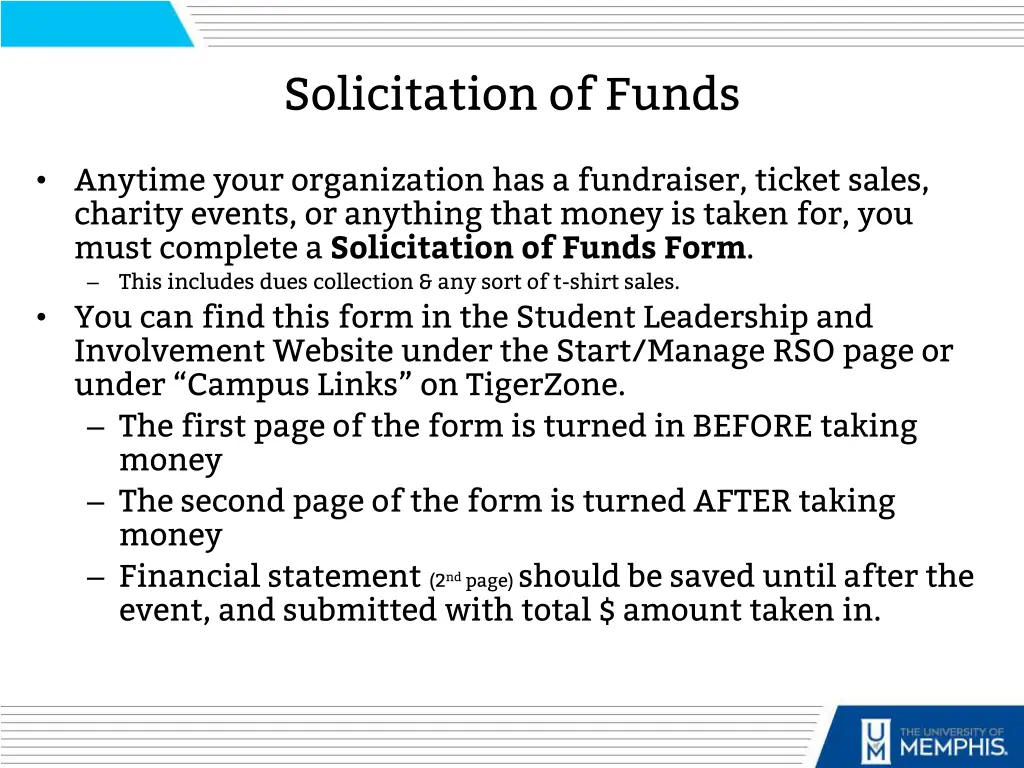 solicitation of funds