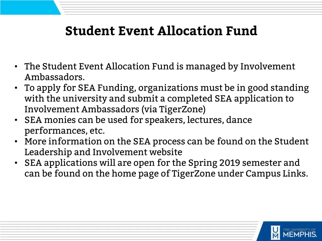 student event allocation fund