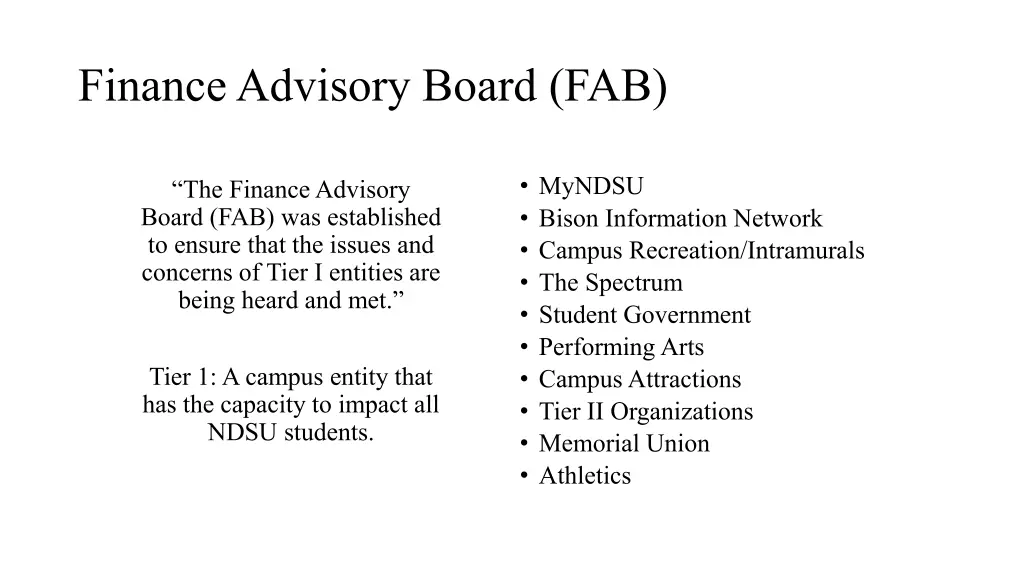 finance advisory board fab