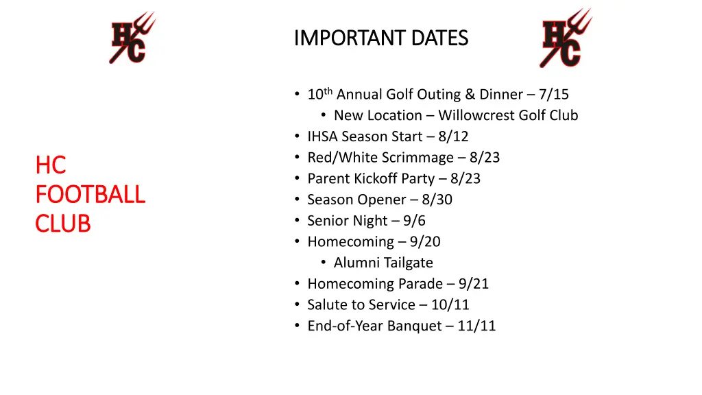 important dates important dates