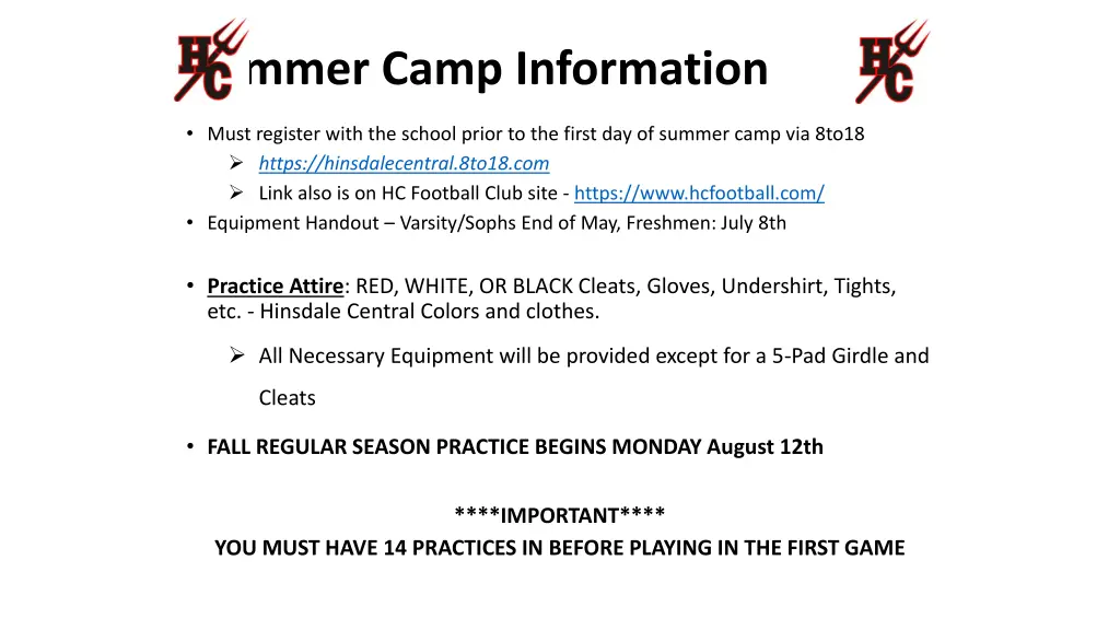 summer camp information