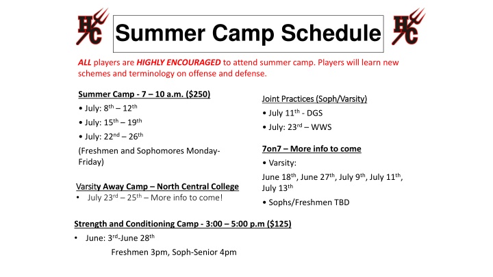 summer camp schedule