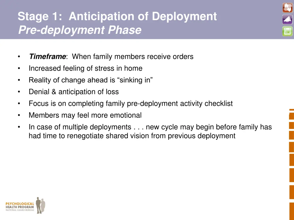 stage 1 anticipation of deployment pre deployment