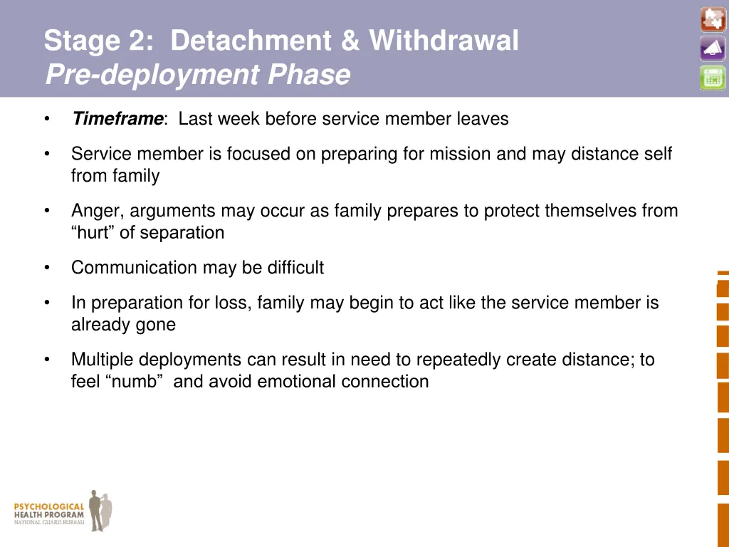 stage 2 detachment withdrawal pre deployment phase