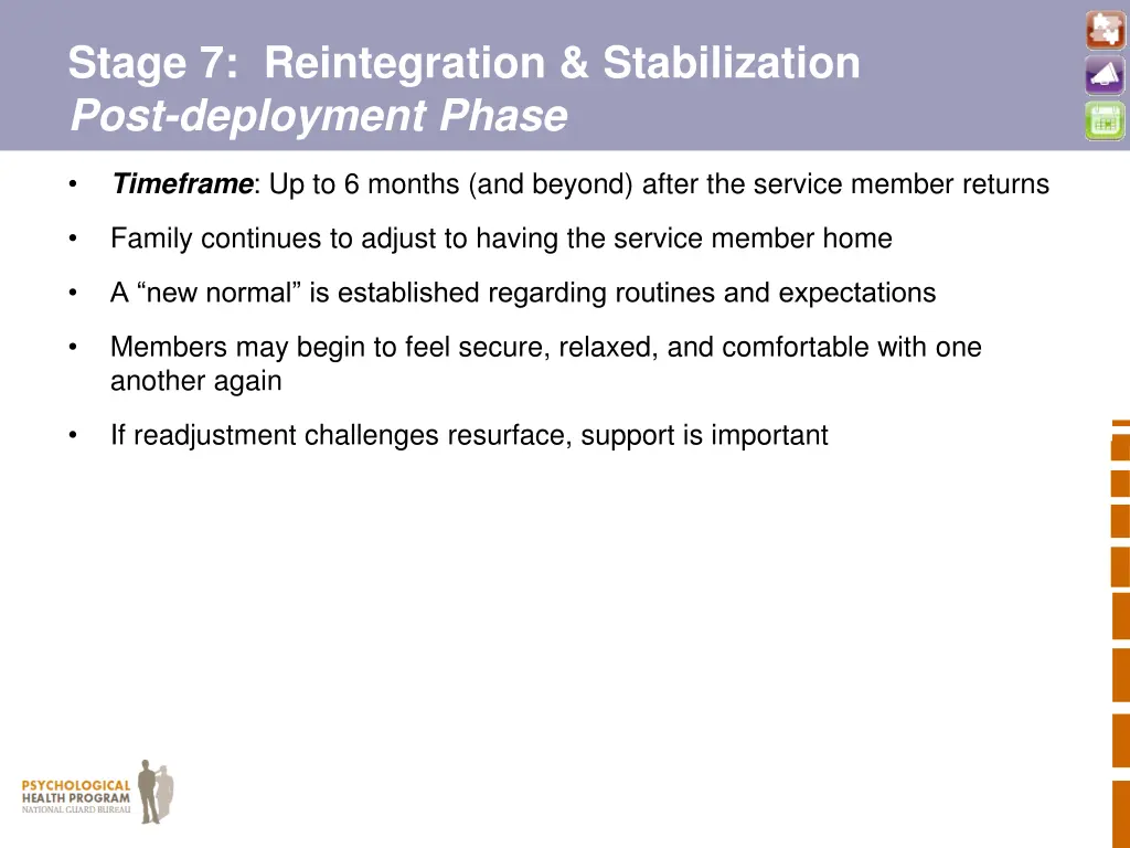 stage 7 reintegration stabilization post