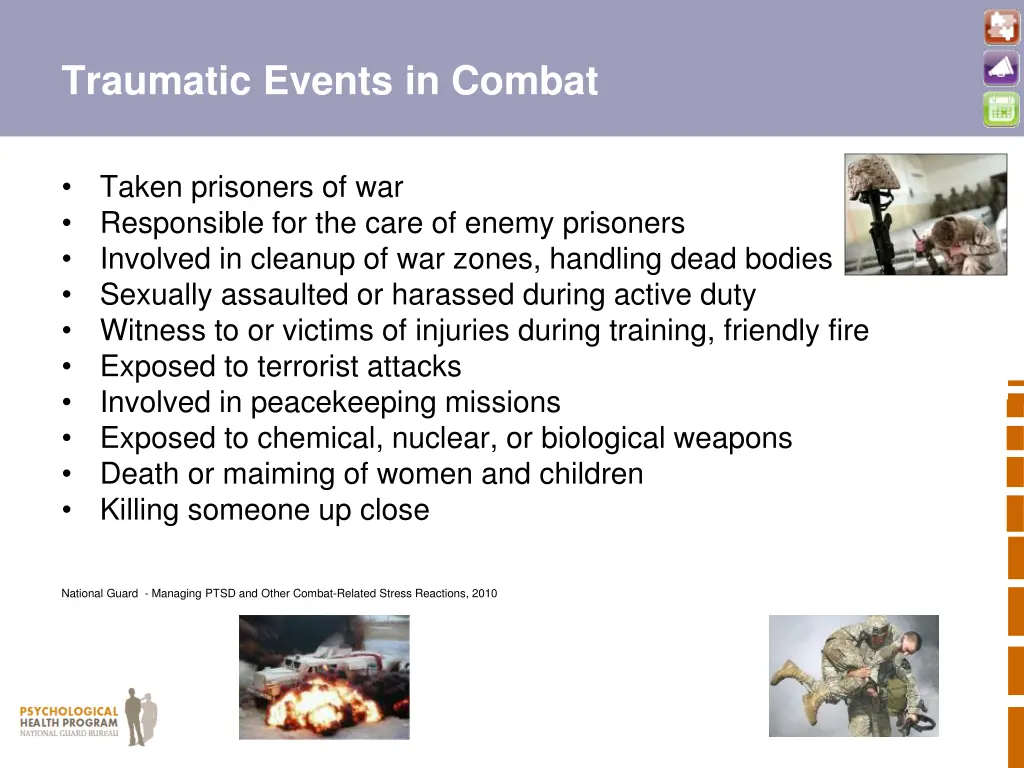 traumatic events in combat