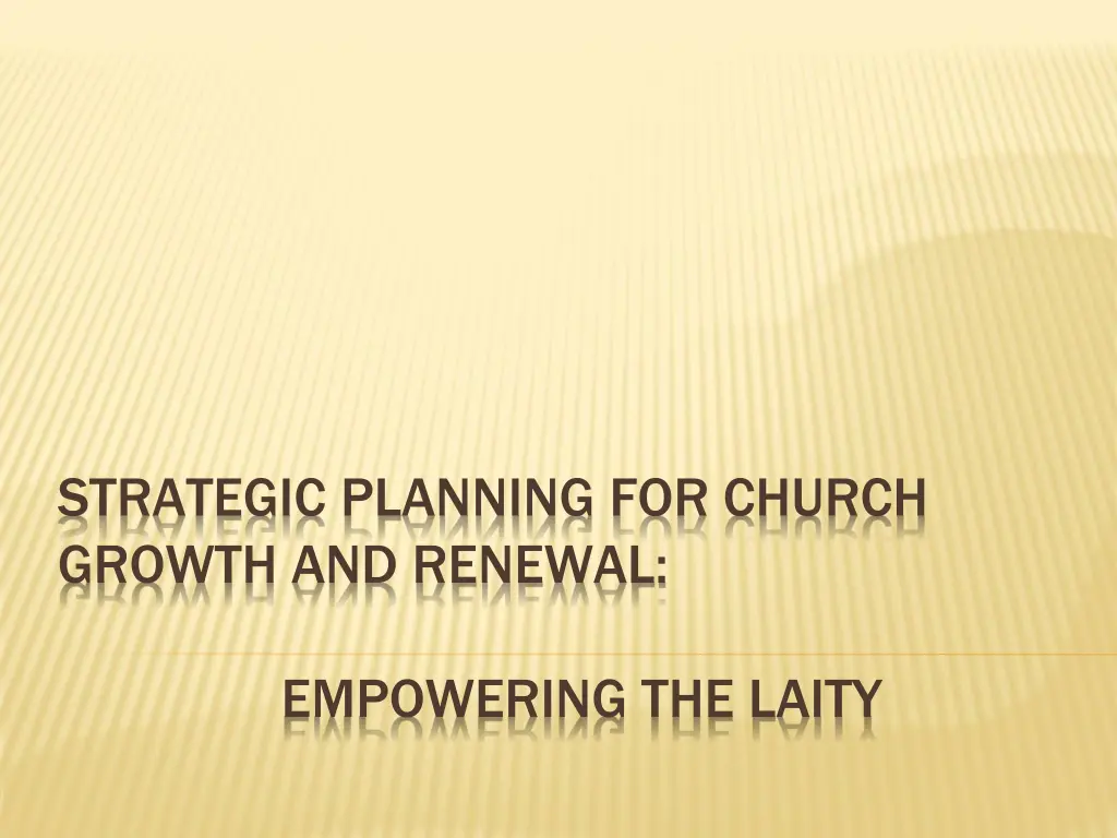 strategic planning for church growth and renewal 1