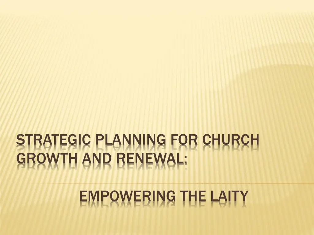 strategic planning for church growth and renewal