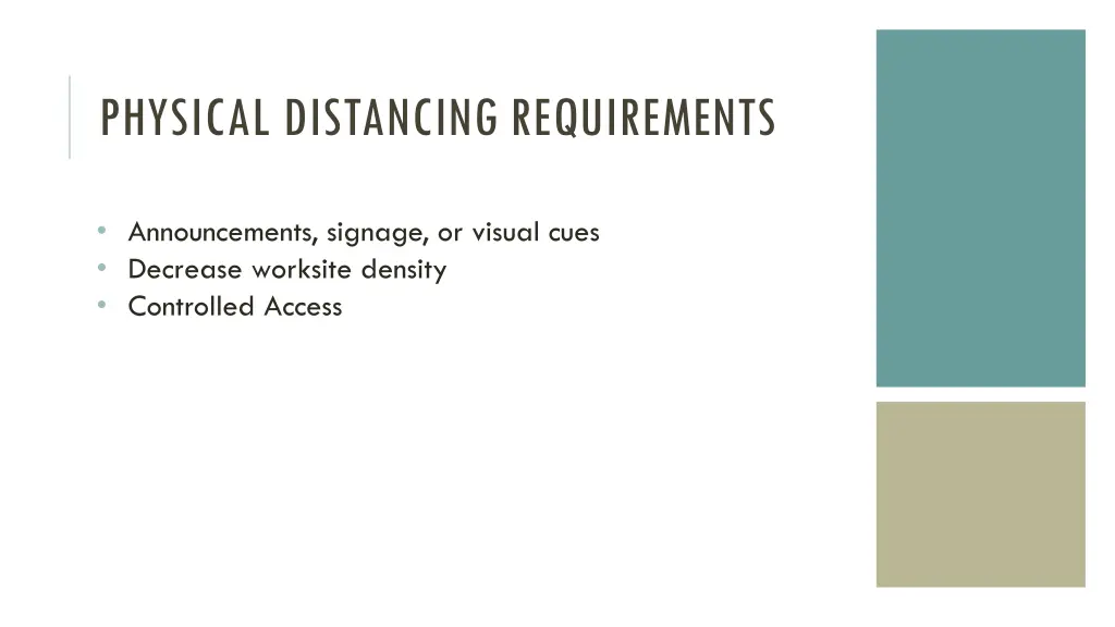 physical distancing requirements