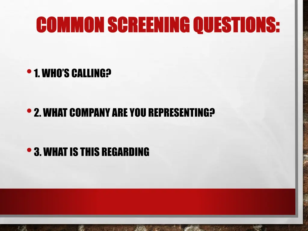 common screening questions common screening