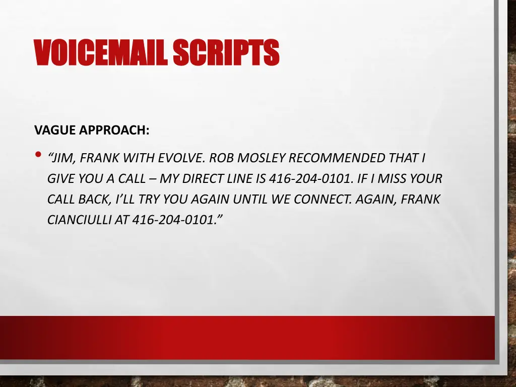 voicemail scripts voicemail scripts 1