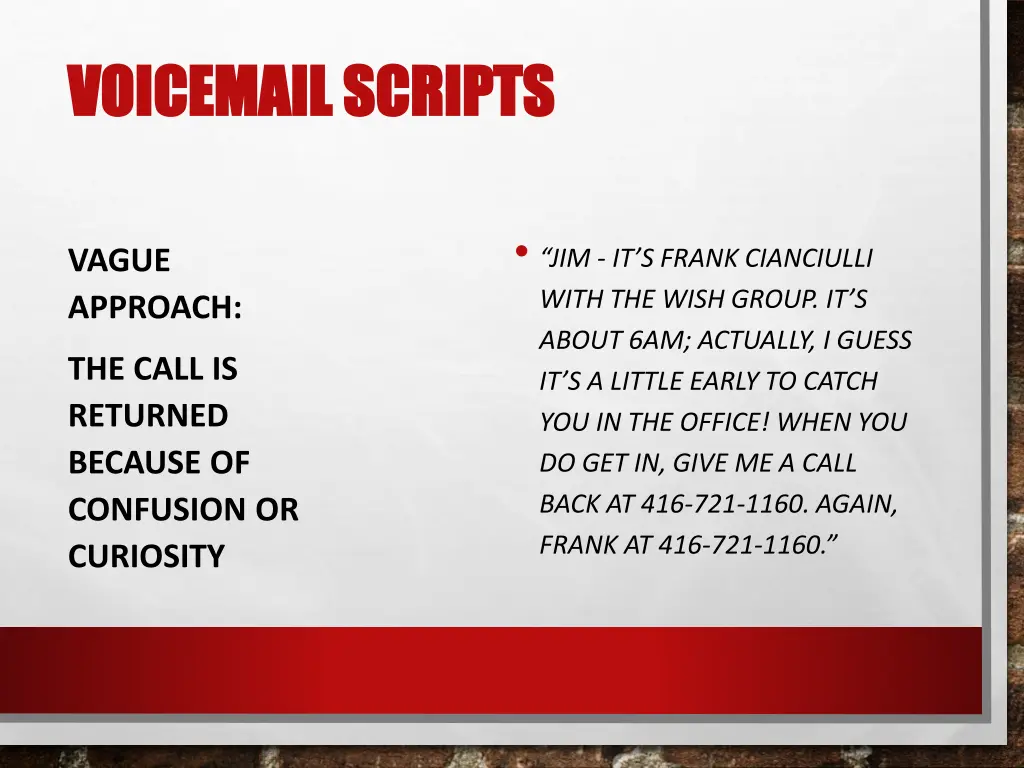 voicemail scripts voicemail scripts