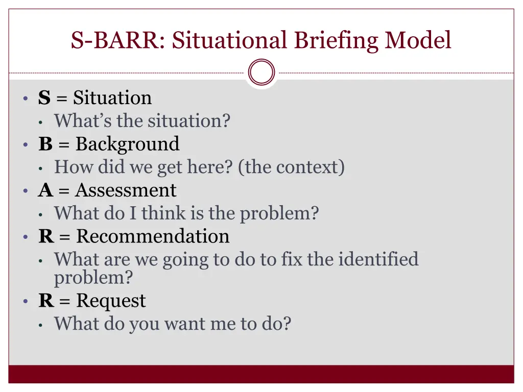 s barr situational briefing model