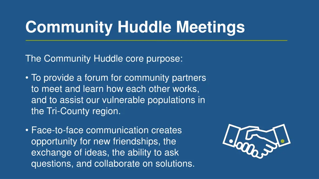 community huddle meetings