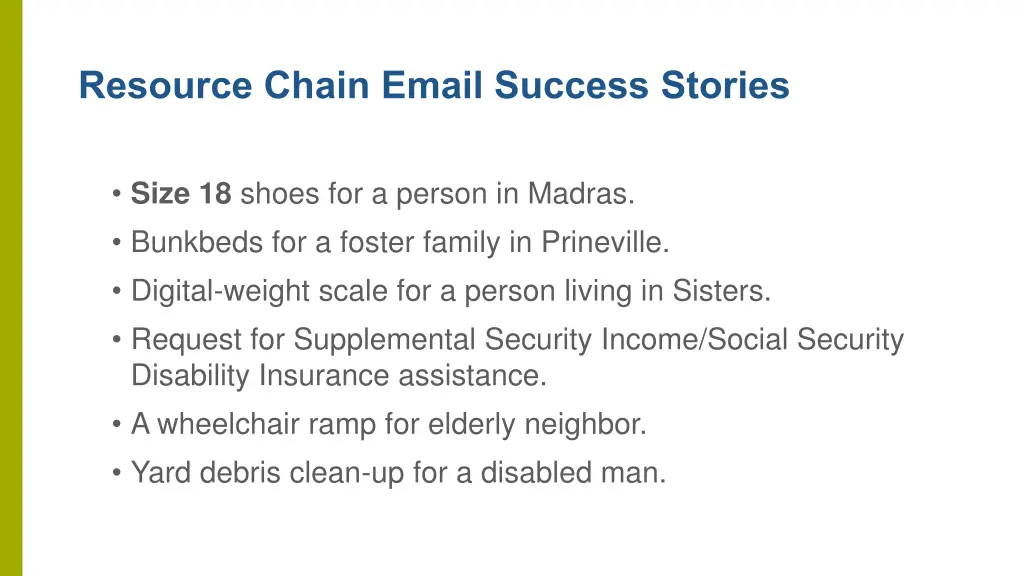 resource chain email success stories