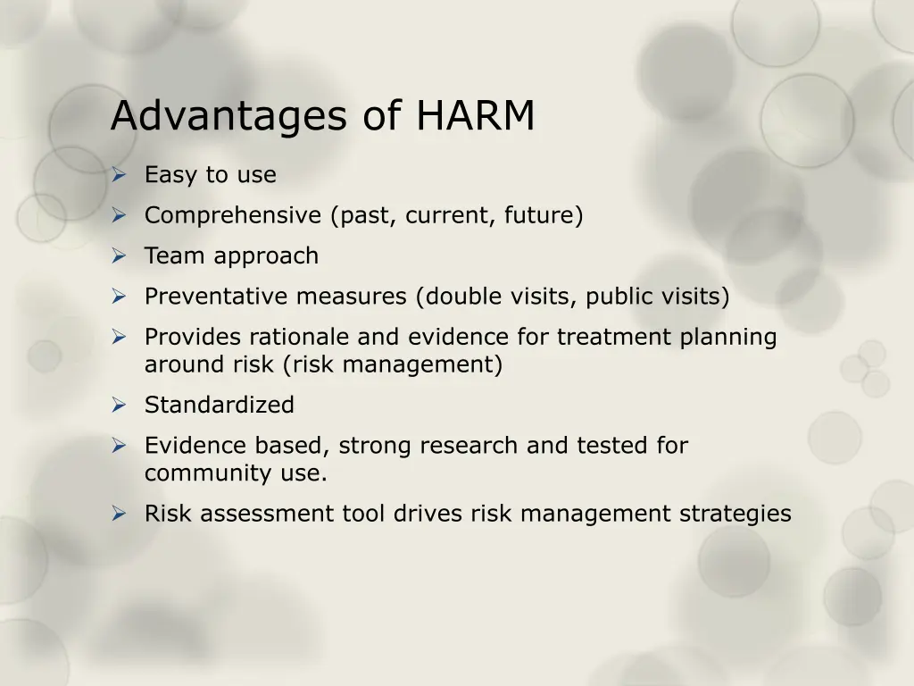 advantages of harm