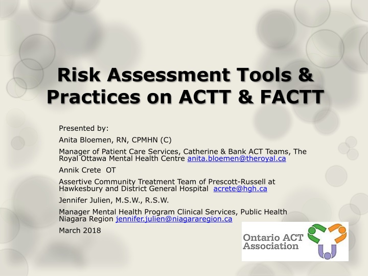 risk assessment tools practices on actt factt