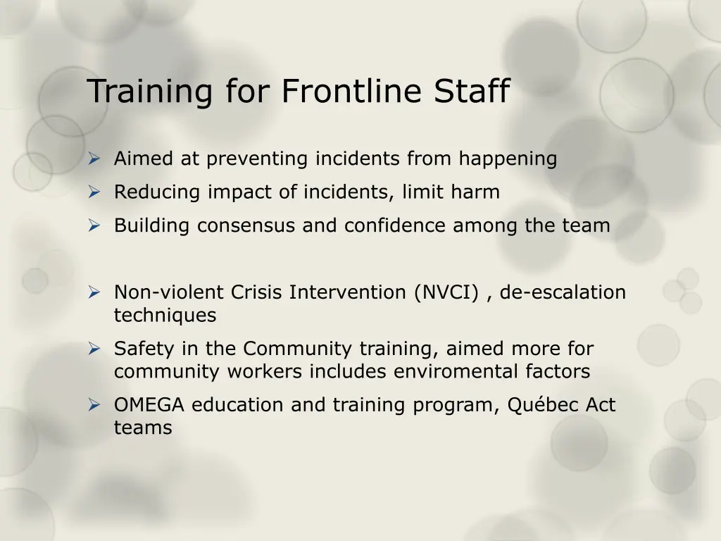 training for frontline staff