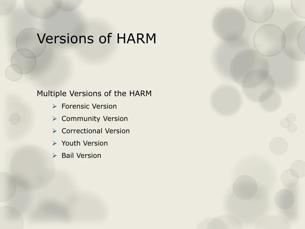 versions of harm