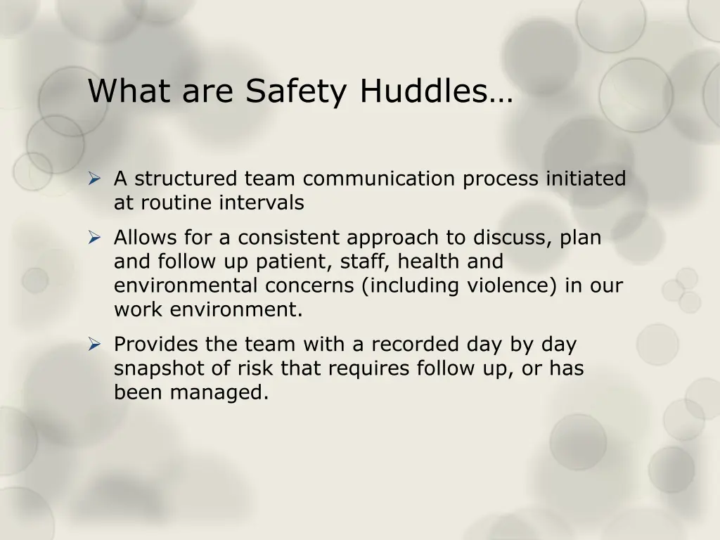 what are safety huddles