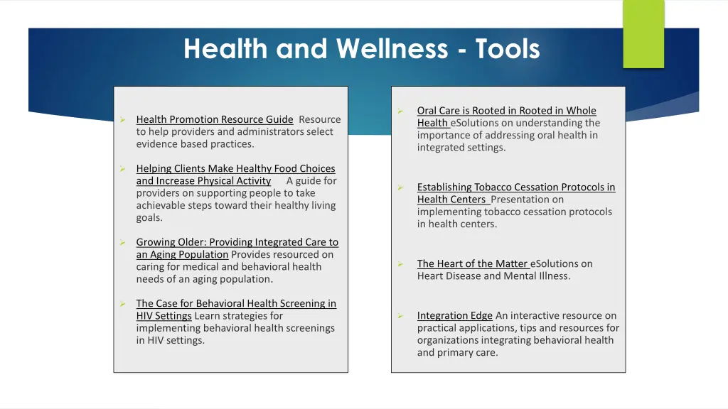 health and wellness tools