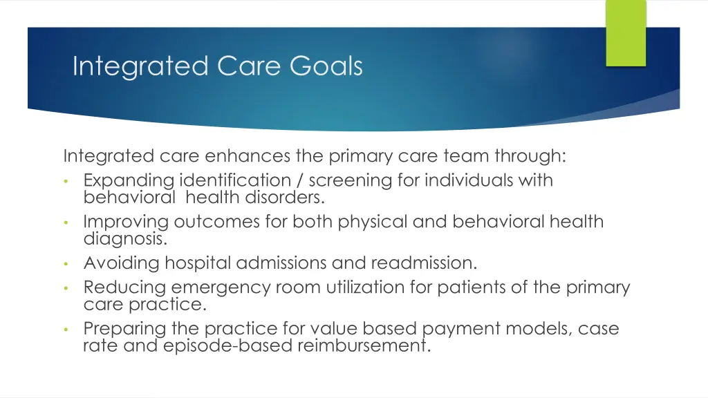 integrated care goals