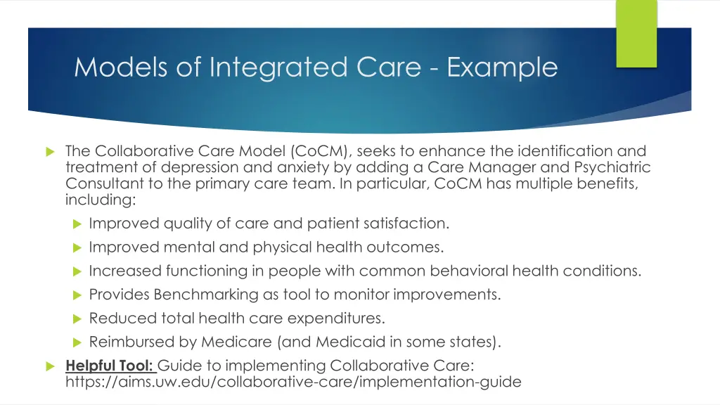 models of integrated care example