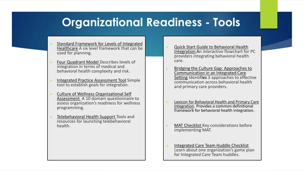 organizational readiness tools