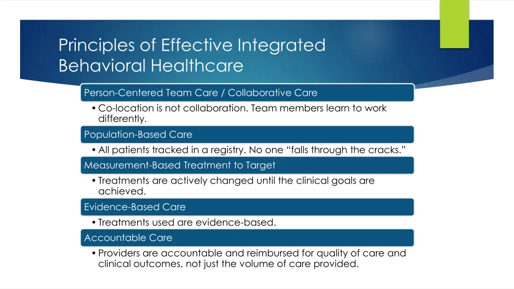 principles of effective integrated behavioral