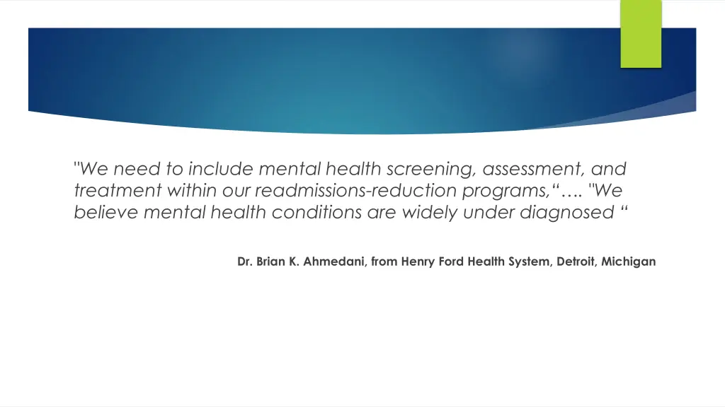 we need to include mental health screening