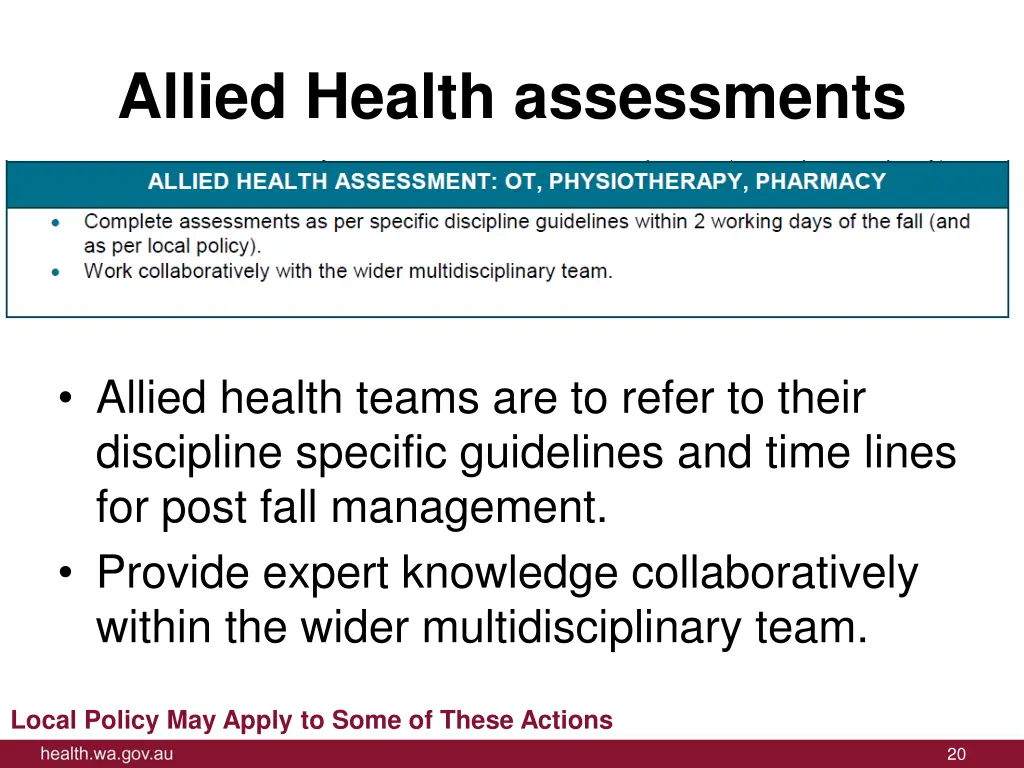 allied health assessments