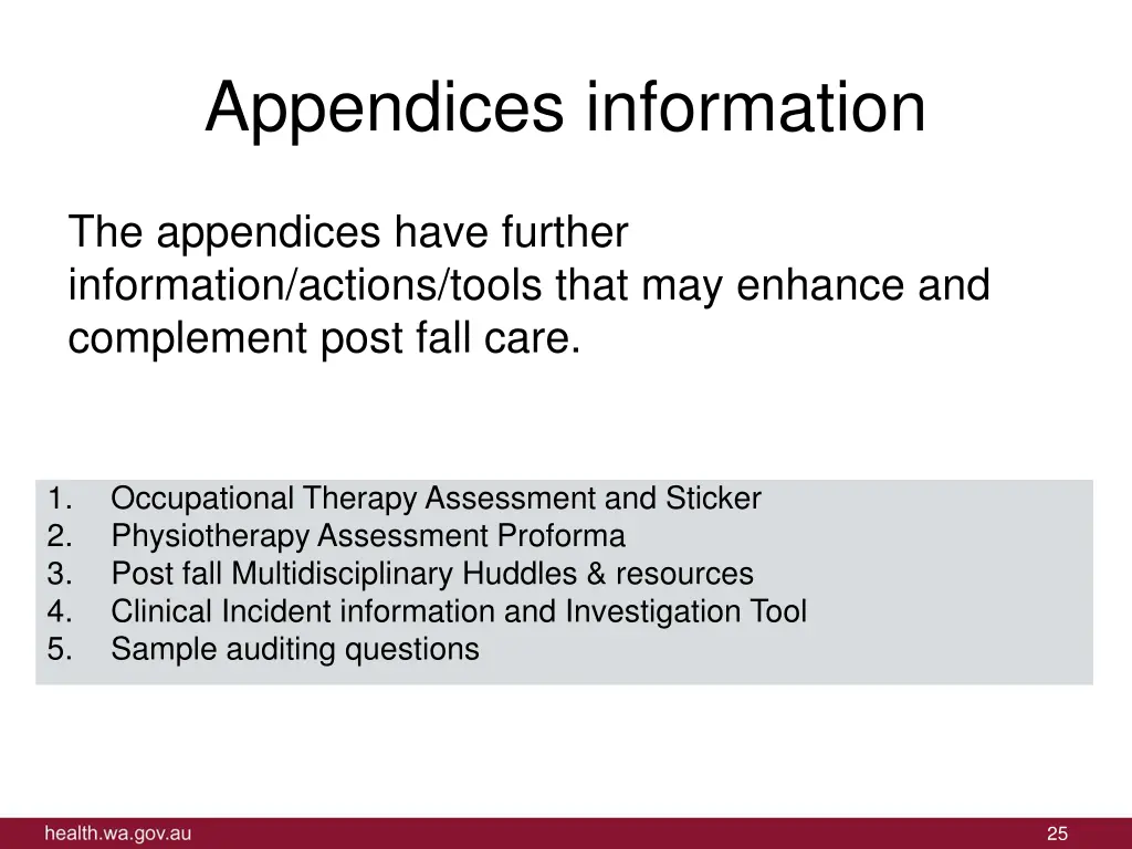 appendices information